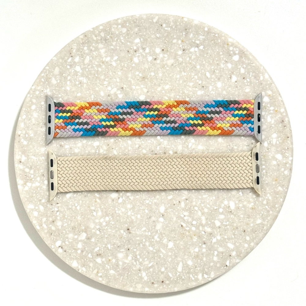 3/$20 Apple Watch Band Set Braided Elastic Strap 2pcs Multicolor & Beige
